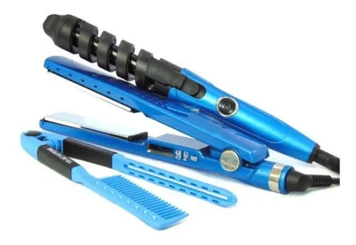 GlamBrush™ (Kit de Plancha de Cabello+Rizadora+Peine)
